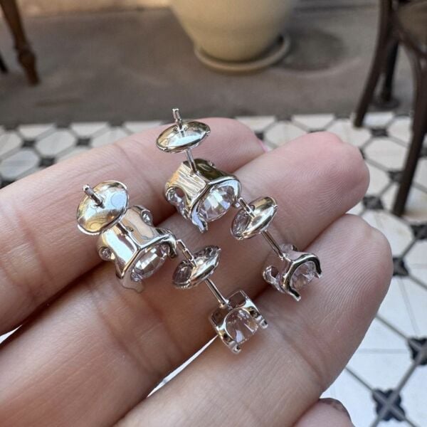 İthal Mozanit Tek Taş Küpe 2.5 ct