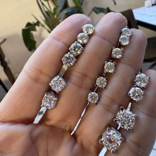 İthal Mozanit Tek Taş Küpe 1.5 ct