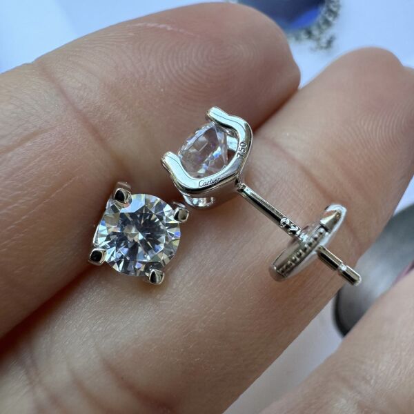 İthal Mozanit Tek Taş Küpe 1.5 ct