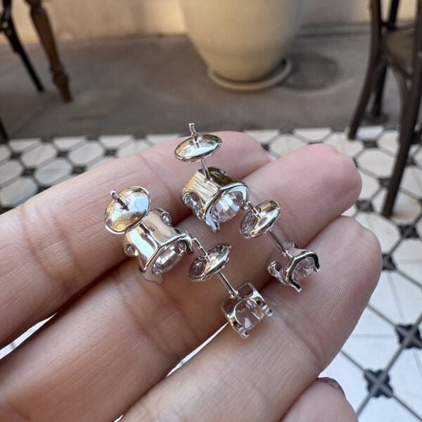 İthal Mozanit Tek Taş Küpe 1.5 ct