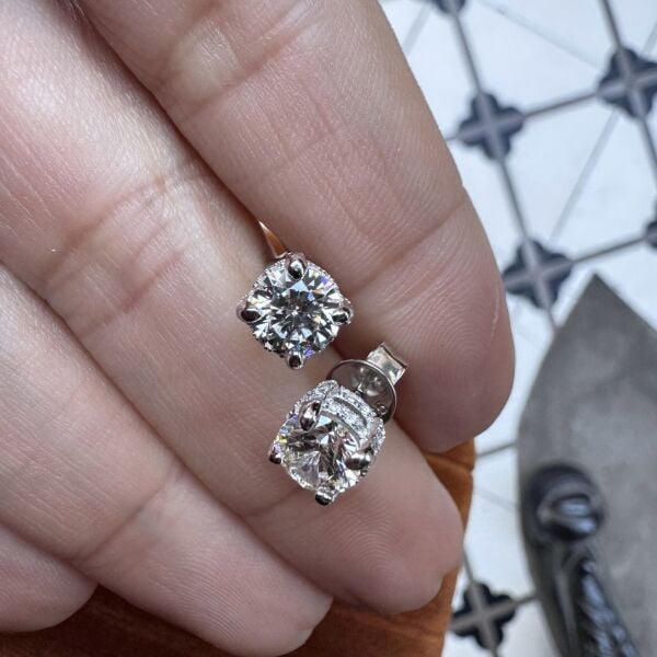 İthal Mozanit Tek Taş Küpe 1.50 ct