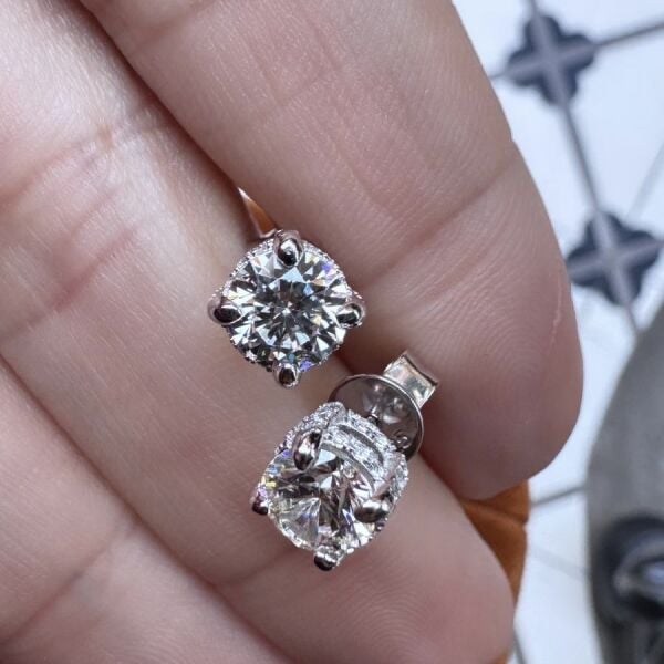 İthal Mozanit Tek Taş Küpe 0.80 ct