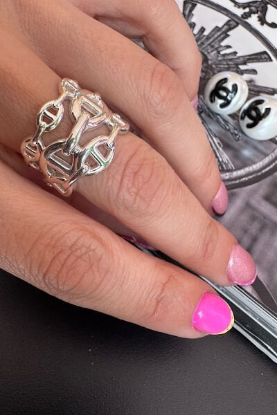 Kalın 3 boyutlu Özel Kaplama Detaylı Herms Yüzük