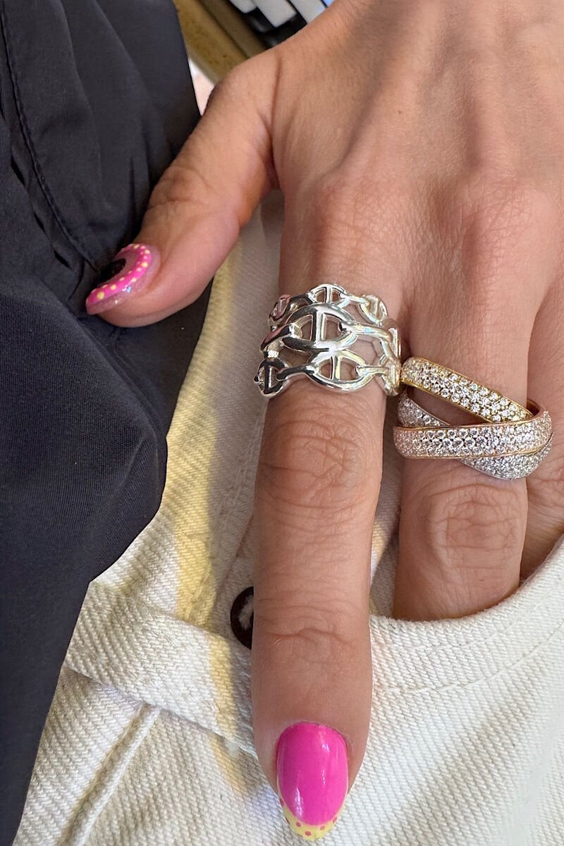 Kalın 3 boyutlu Özel Kaplama Detaylı Herms Yüzük