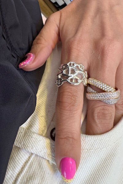 Kalın 3 boyutlu Özel Kaplama Detaylı Herms Yüzük