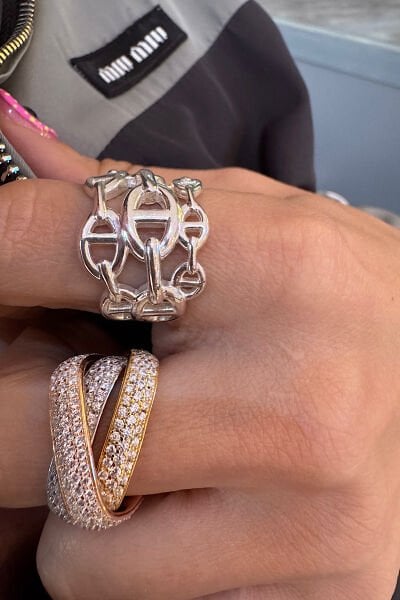 Kalın 3 boyutlu Özel Kaplama Detaylı Herms Yüzük