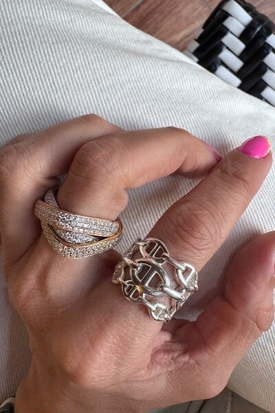 Kalın 3 boyutlu Özel Kaplama Detaylı Herms Yüzük