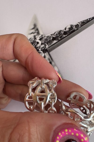 Kalın 3 boyutlu Özel Kaplama Detaylı Herms Yüzük