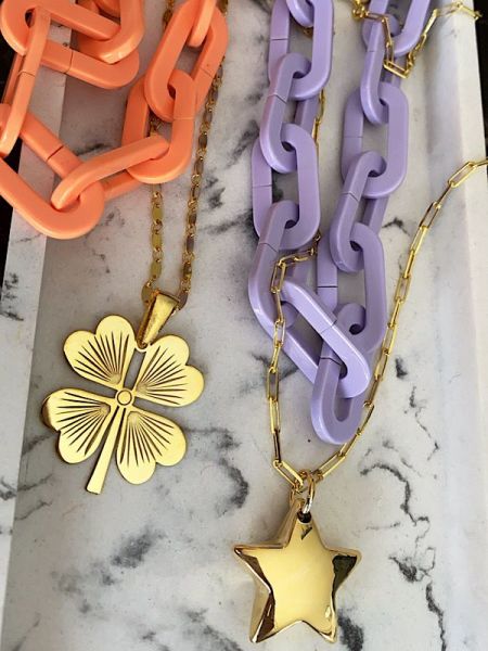 Pul Zincir Yonca Kolye 65 cm