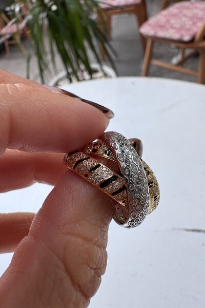 İthal Taşlı 3 lü  Yüzük